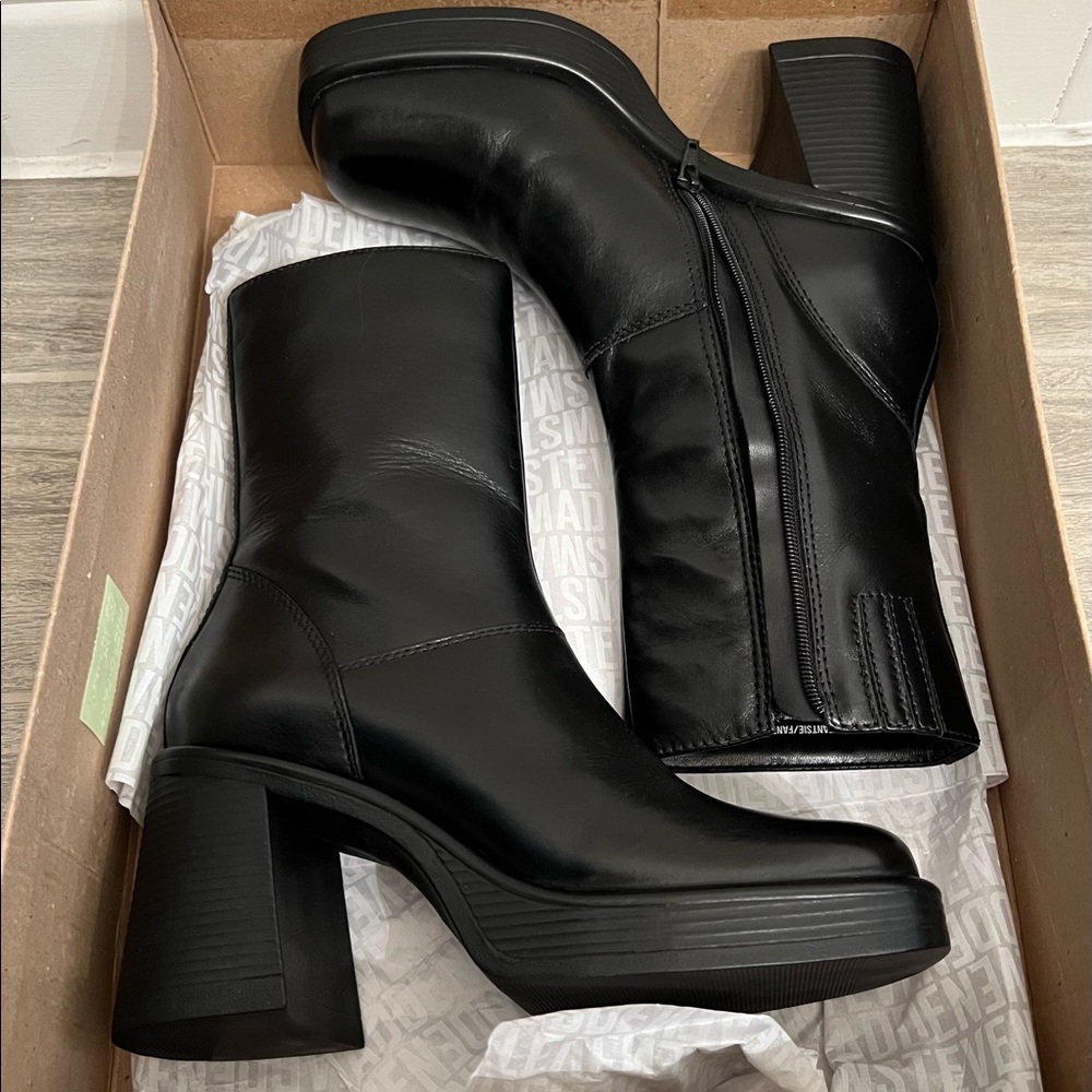 Steve Madden Fantsie Black Leather Boots